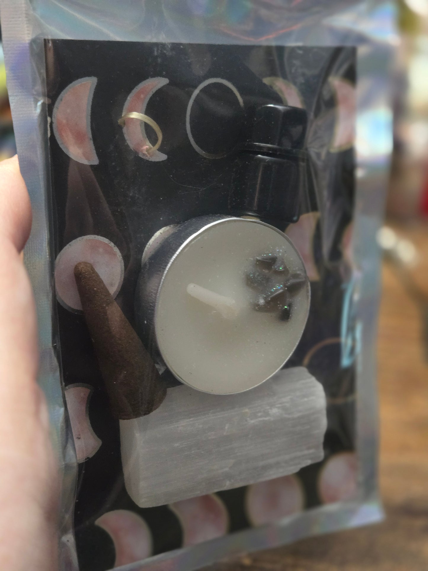 Crystal Purification Kit – Sage Incense • Palo Santo Oil • Selenite • Protection Intention Candle