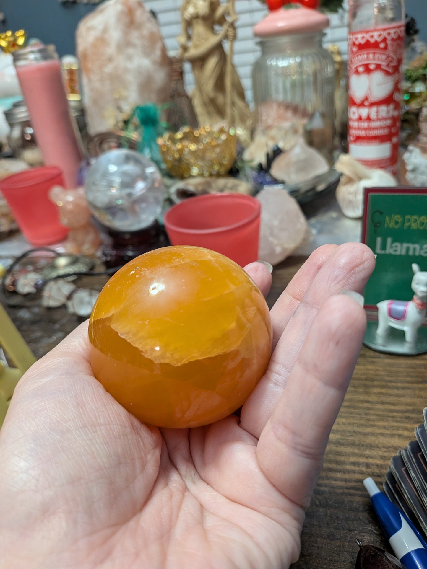 11 oz Orange Calcite Sphere