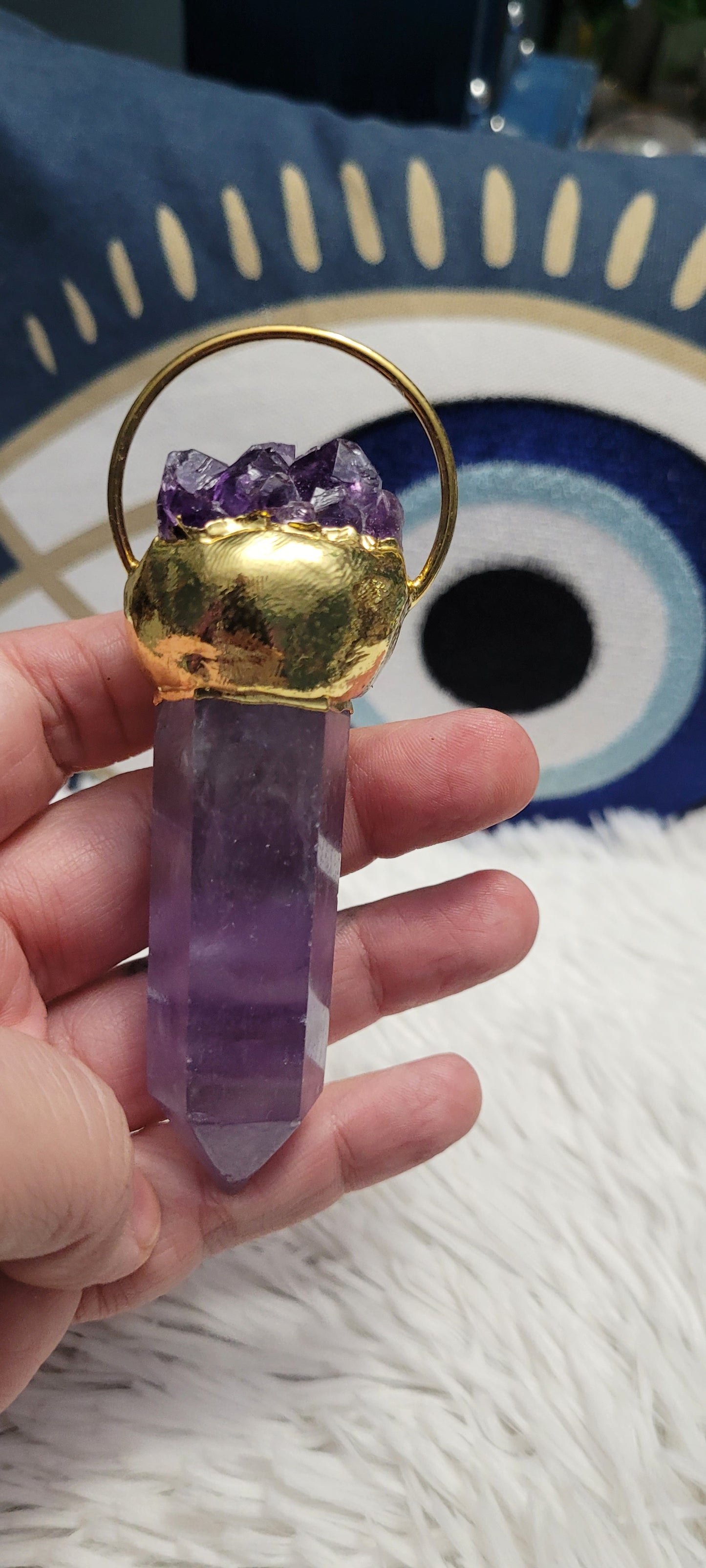 Amethyst and fluorite pendant/ talisman