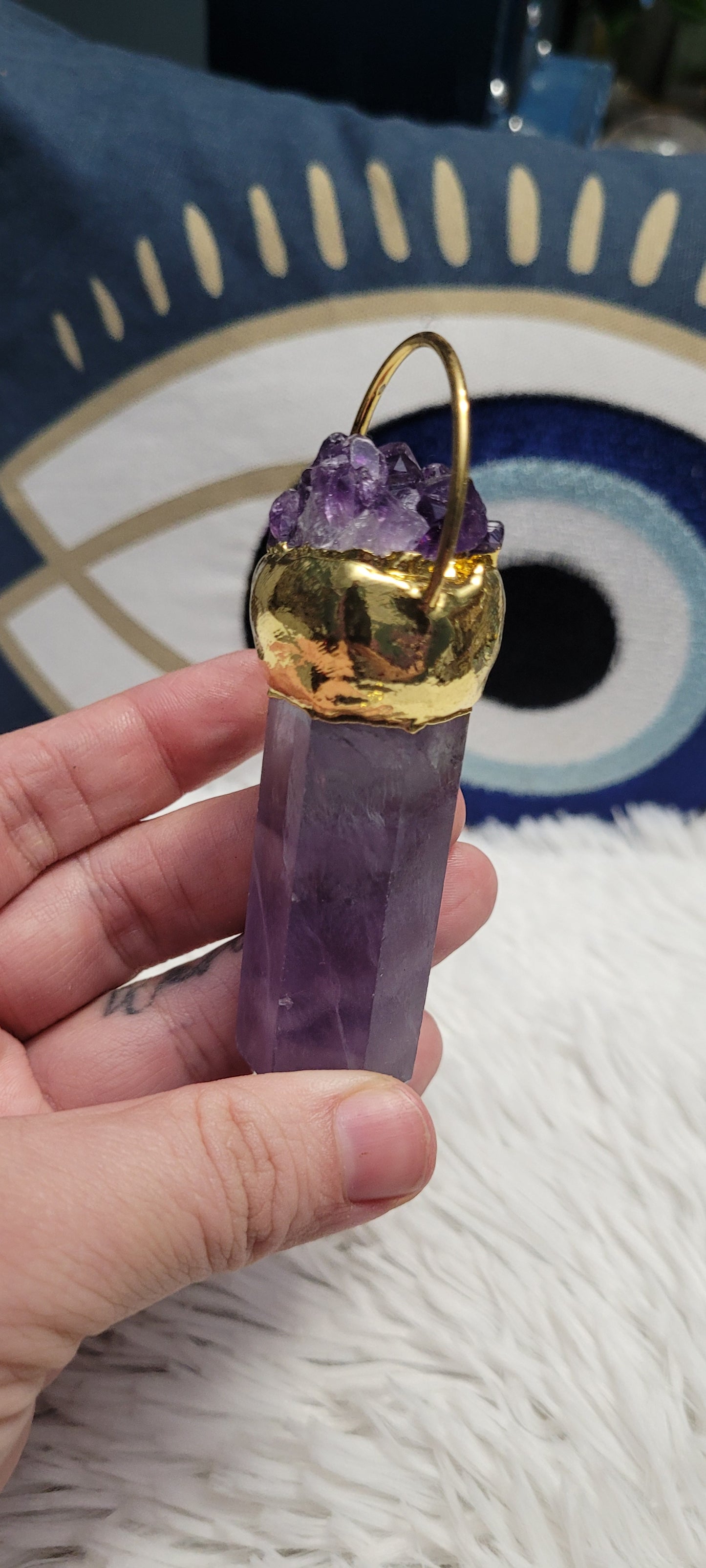 Amethyst and fluorite pendant/ talisman