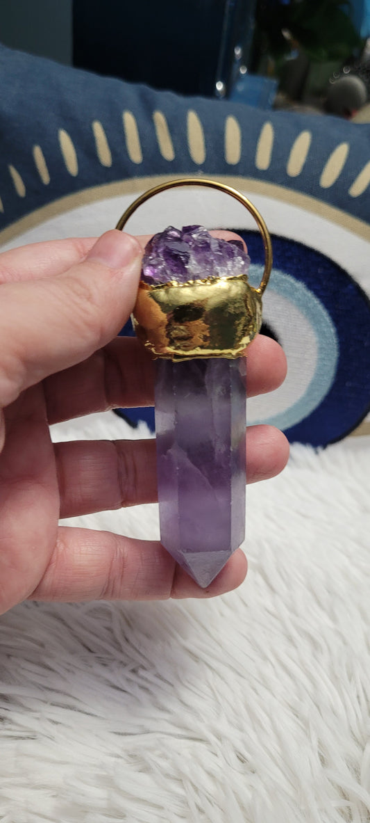 Amethyst and fluorite pendant/ talisman