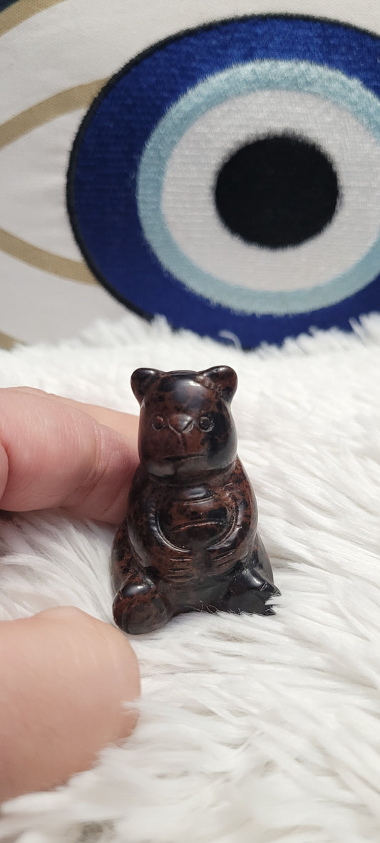 Natural red obsidian bear