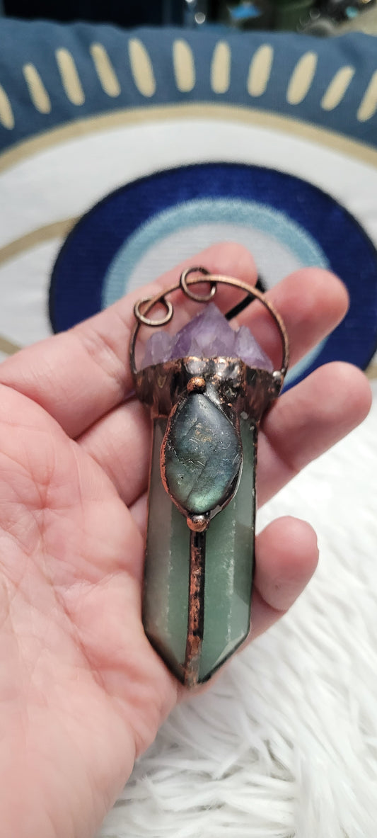 Aventurine-labradorite- amethyst talisman/pendant