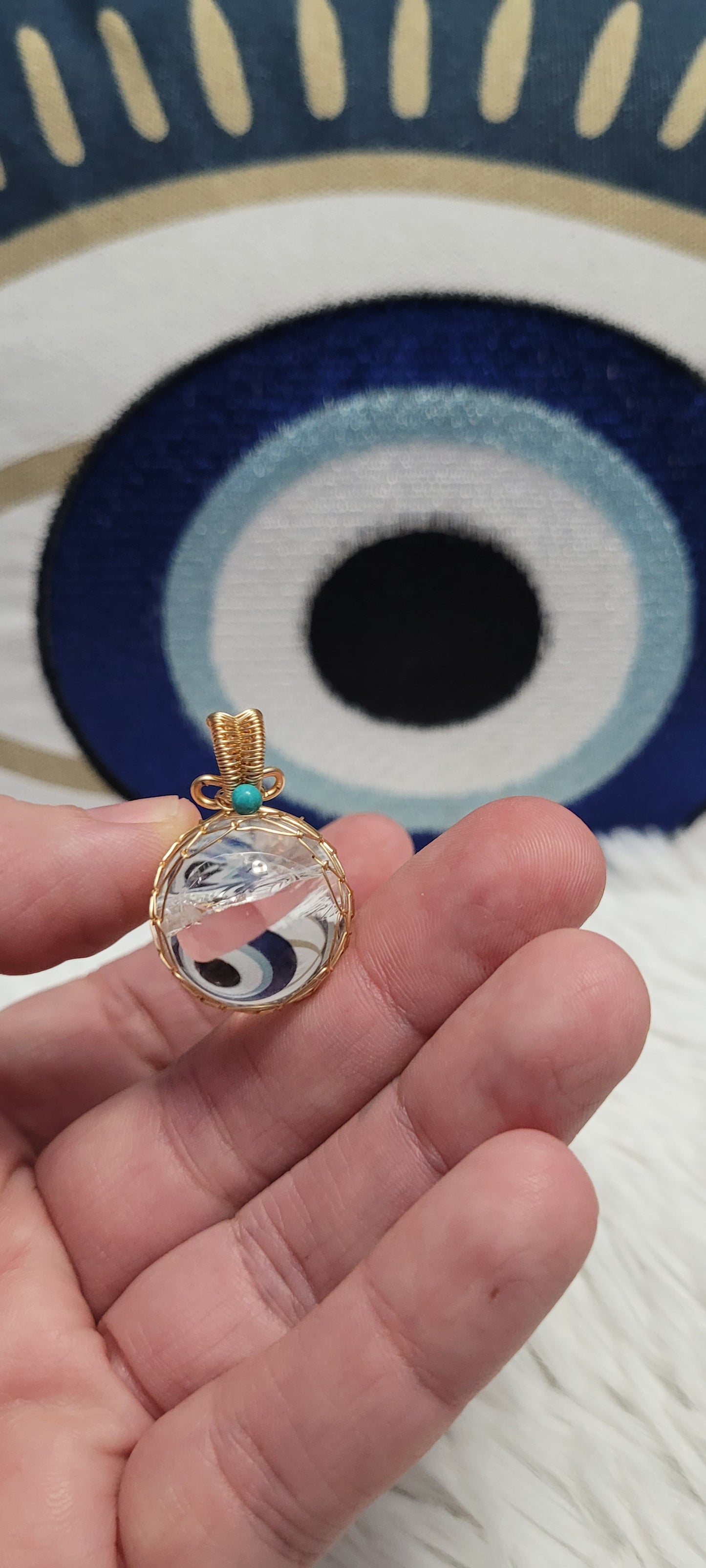 Clear quartz and aquamarine pendant