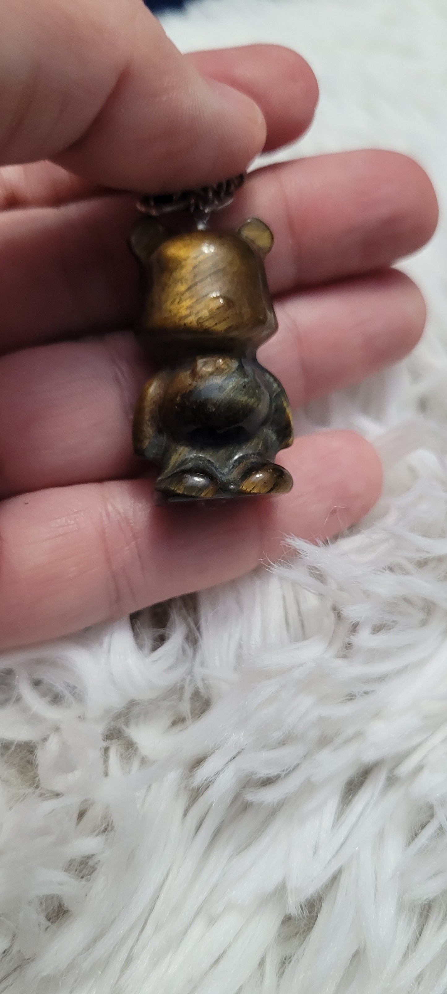 Tigers eye teddy bear pendant