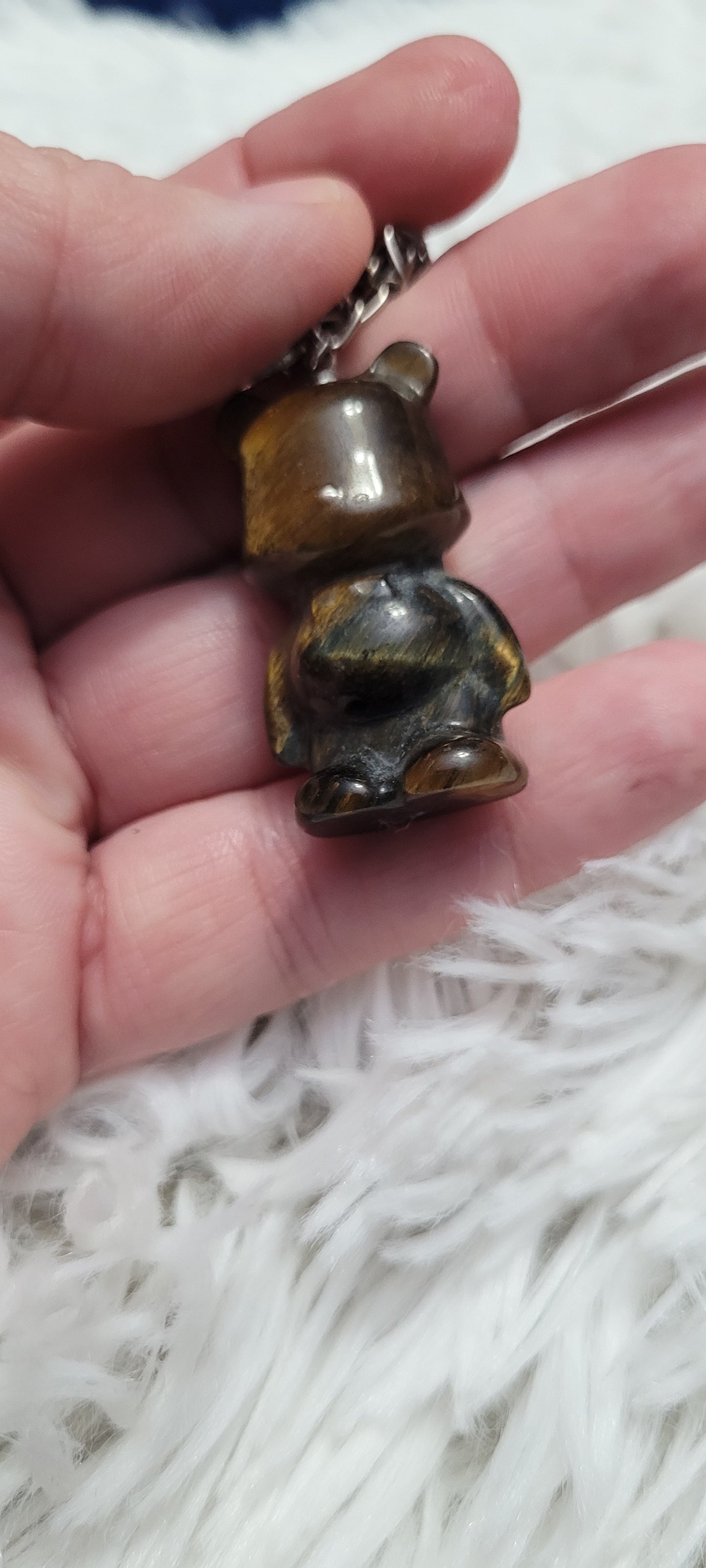 Tigers eye teddy bear pendant