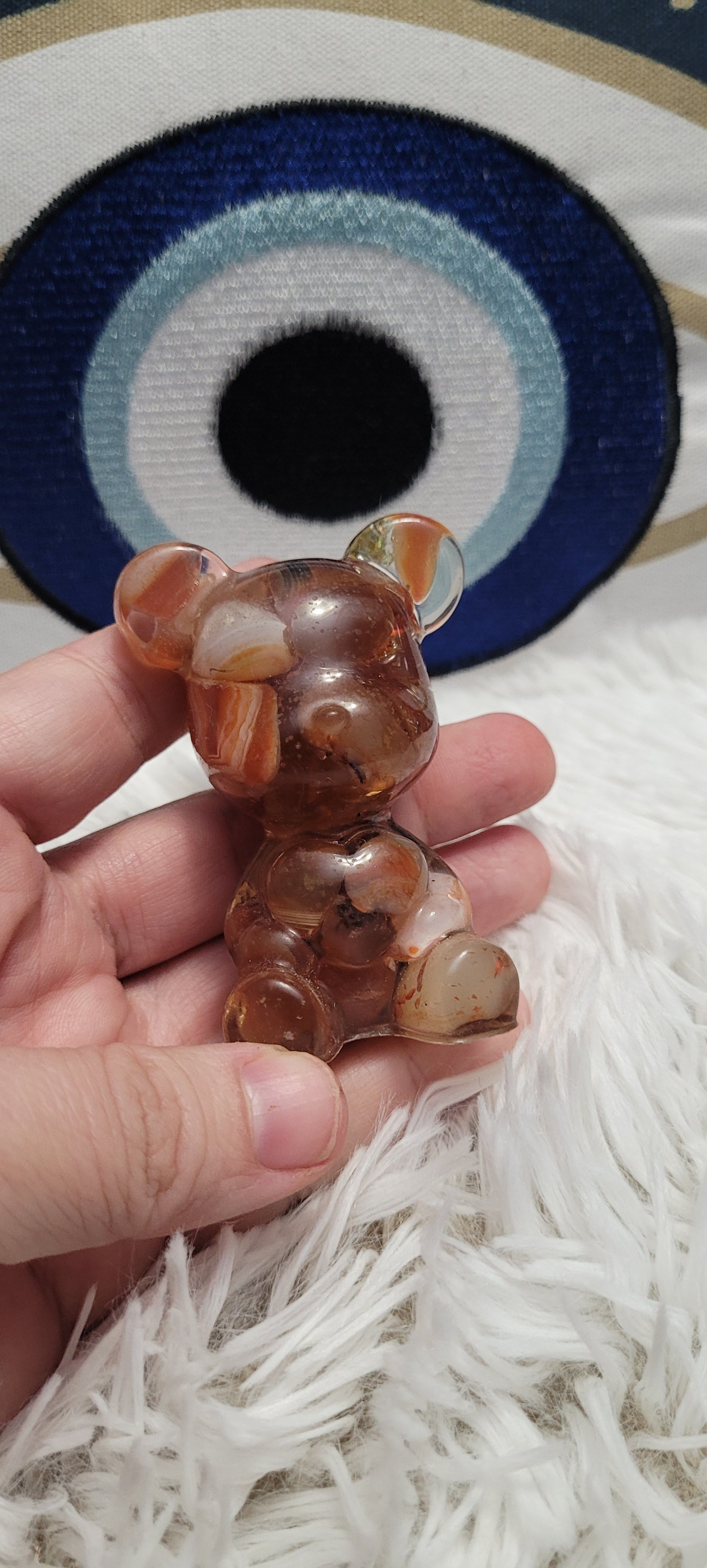 Carnelian filled resin teddy bear