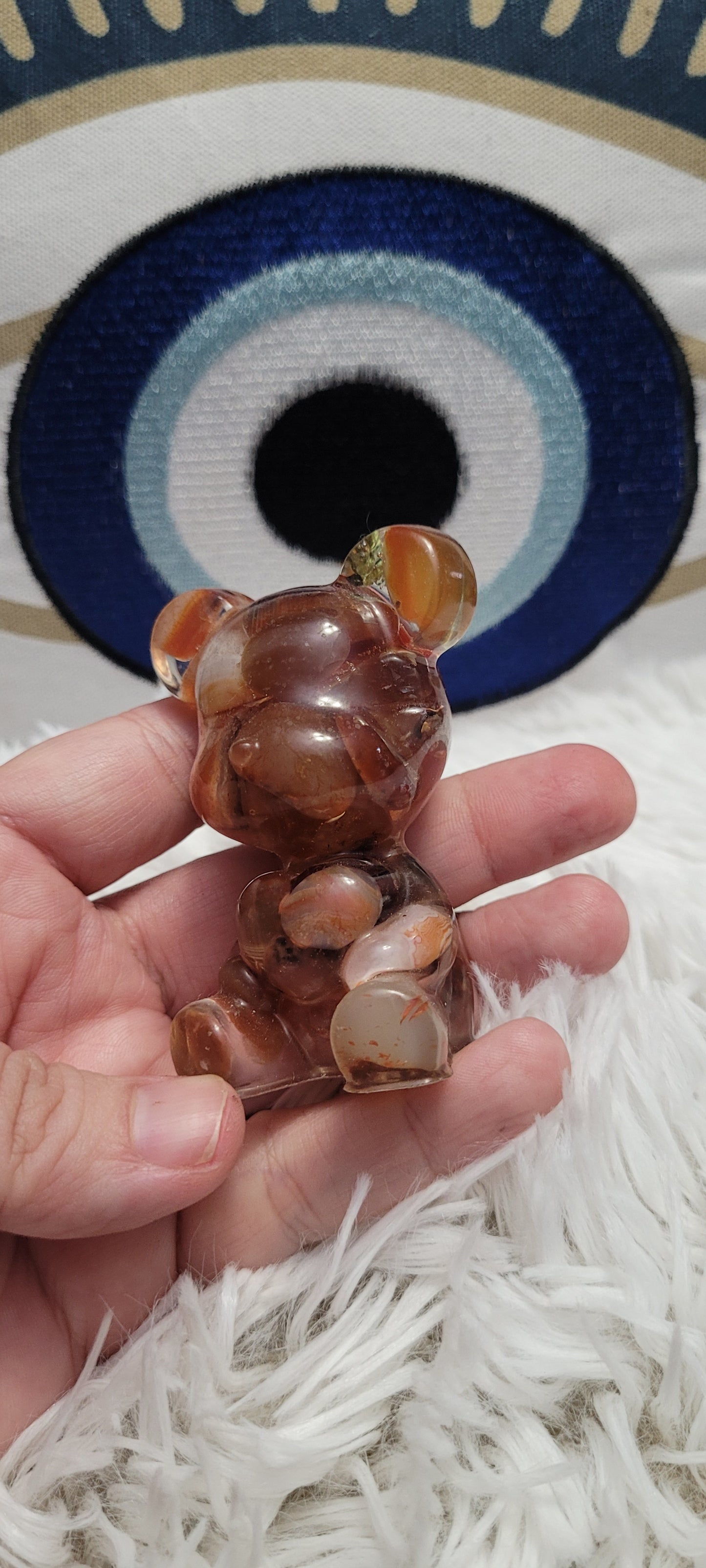 Carnelian filled resin teddy bear