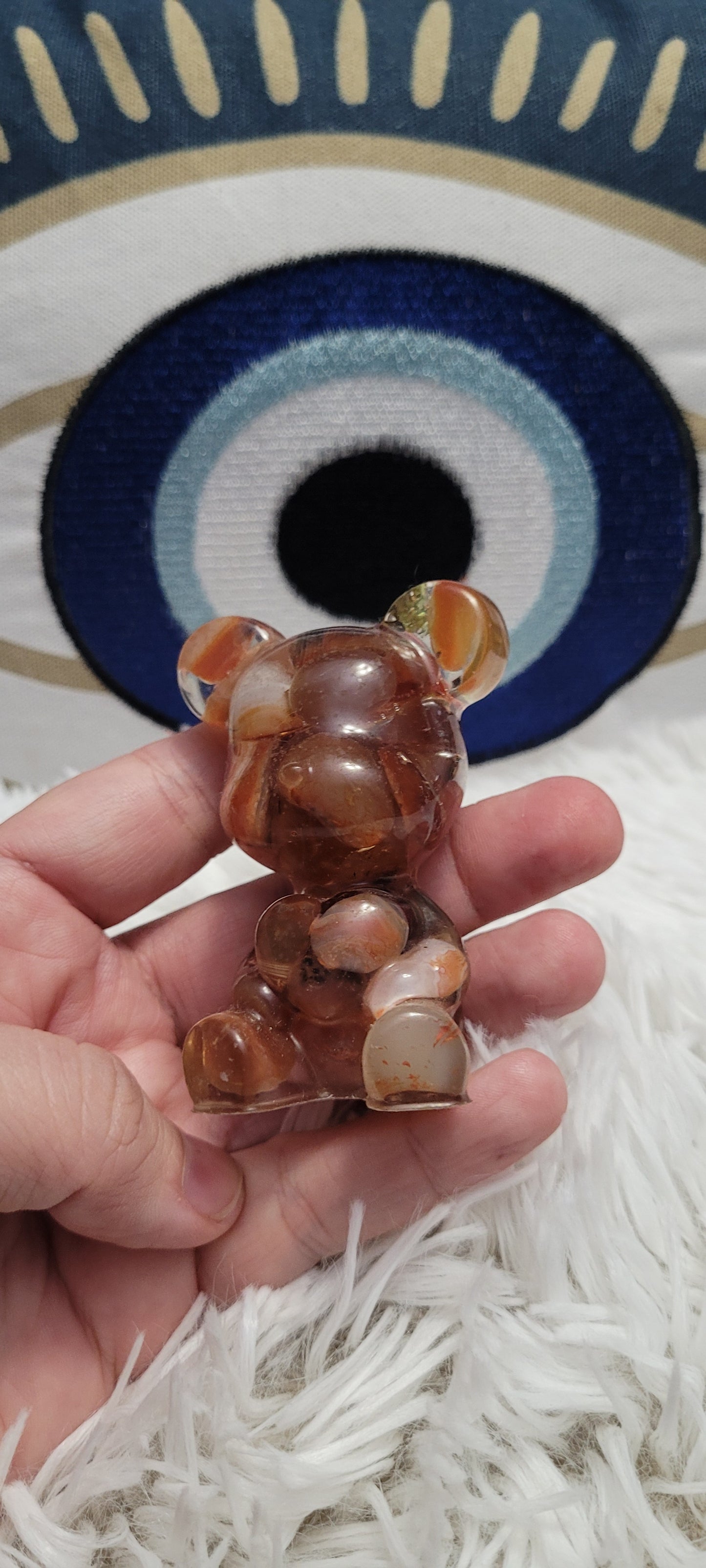 Carnelian filled resin teddy bear