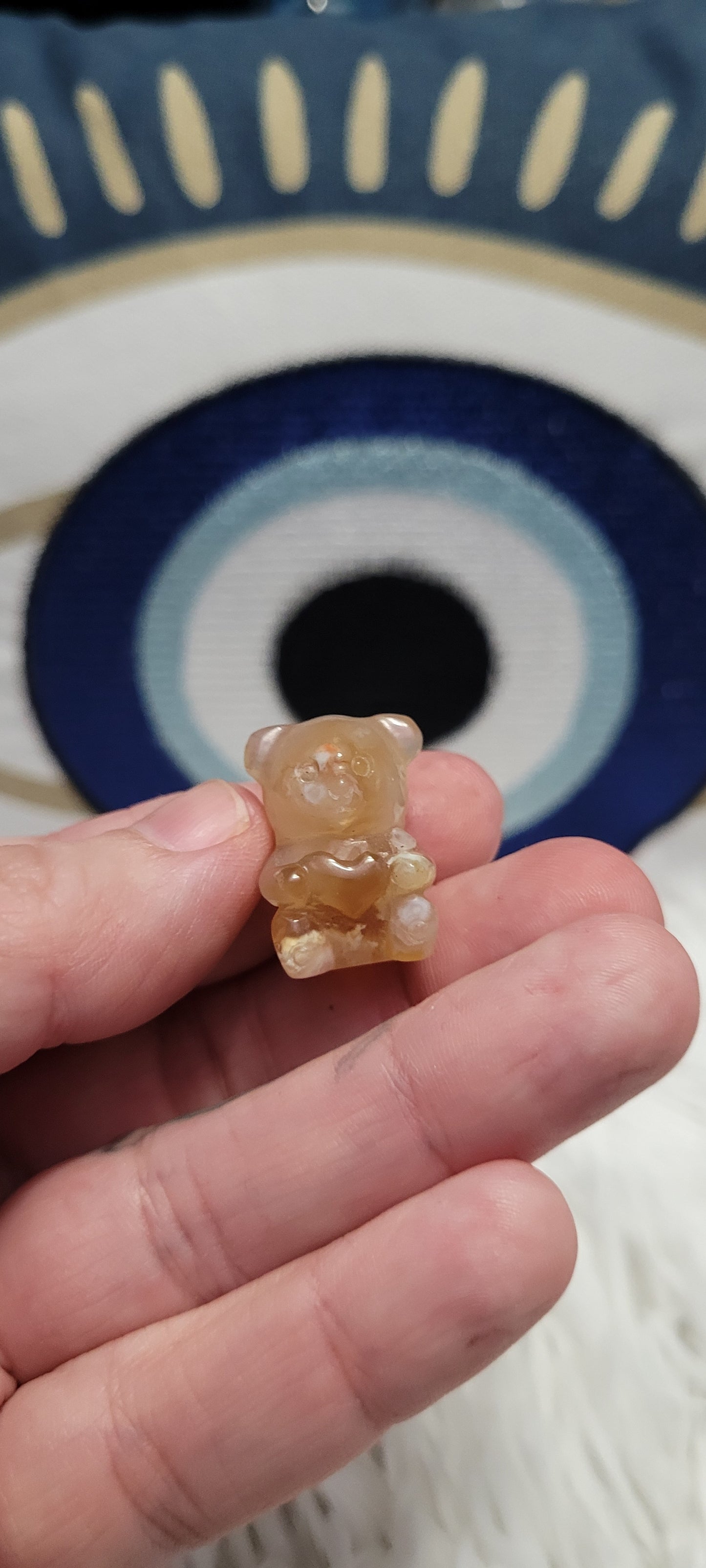 Mini flower agate teddy bear