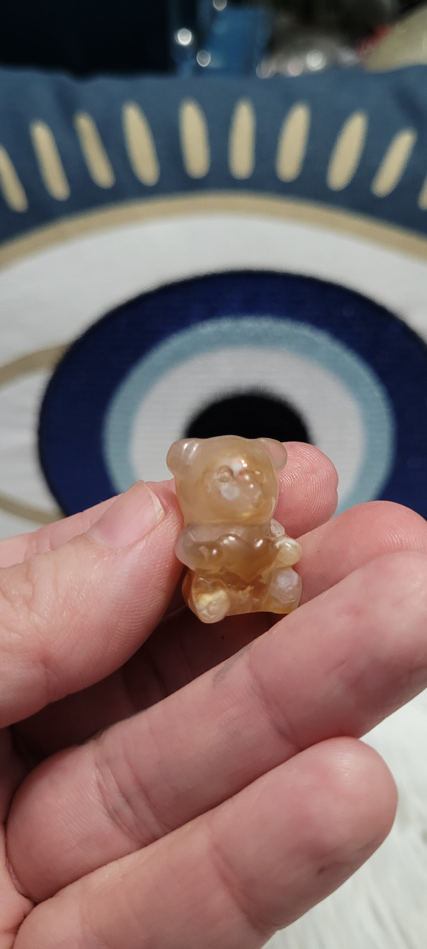 Mini flower agate teddy bear