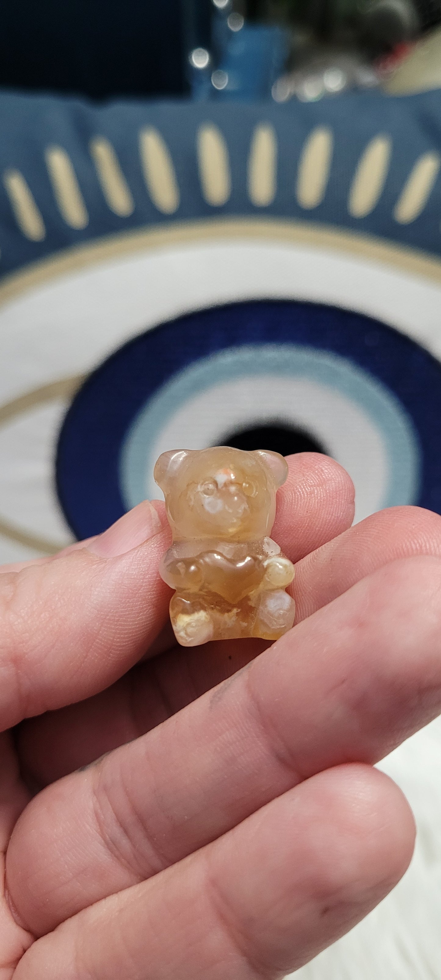 Mini flower agate teddy bear