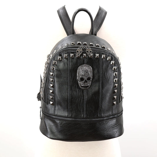 Metal Skull Fringe Backpack In Vinyl