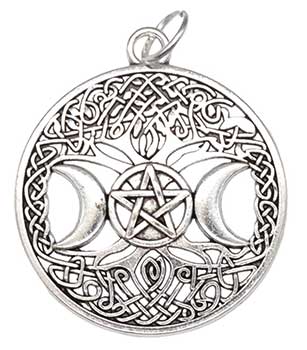 1 1/4" Tree of Life Triple Moon Pentagram