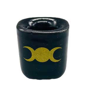 Triple Moon Black Chime Candle Holder