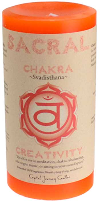 Sacral Chakra pillar candle 3" x 6