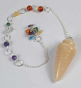 Moonstone, Peach 7 Chakra pendulum