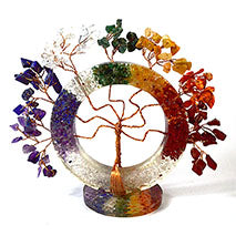 4 1/2" Circle Tree of Life Chakra gemstone tree