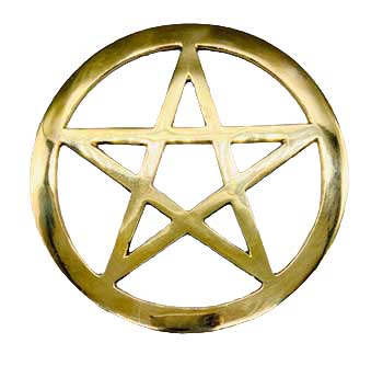 5.75" brass Pentagram altar tile