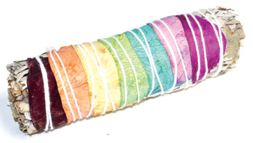 4" White Sage 7 Chakra colors stick