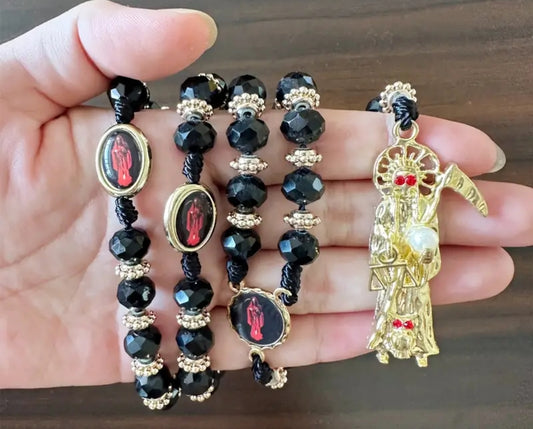 Santa Muerte Rosary- BLK