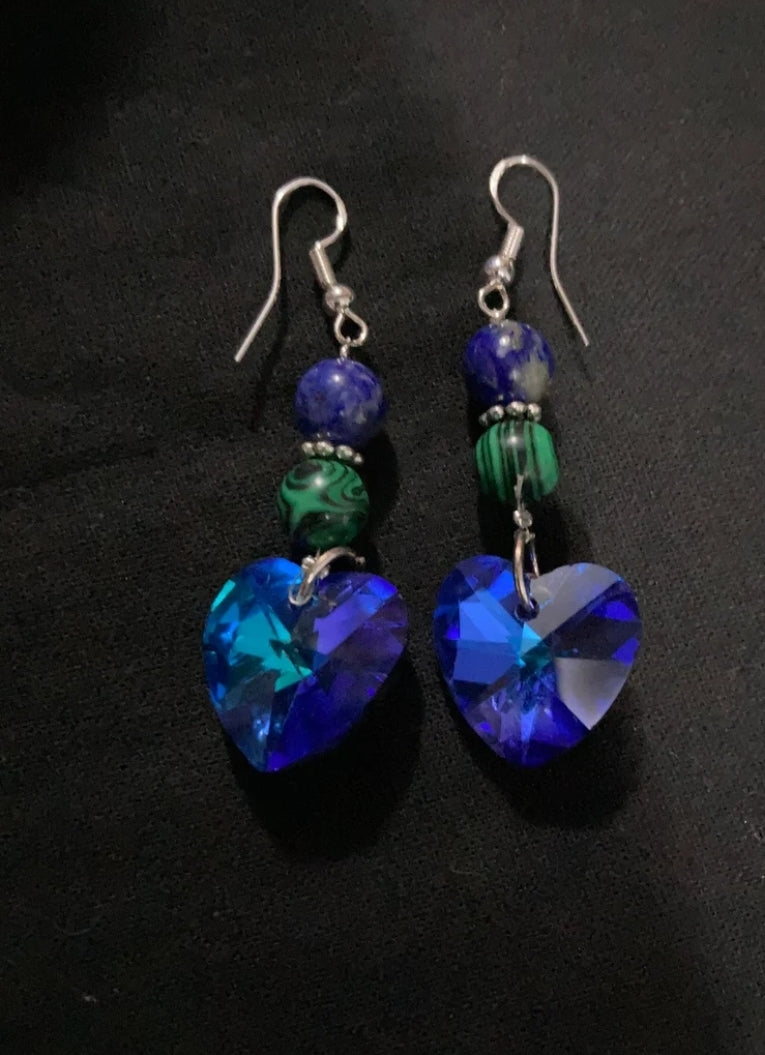 Witchy Earrings * Magick Earrings * Magickal Earrings * Heart Earrings * Crystal Earrings