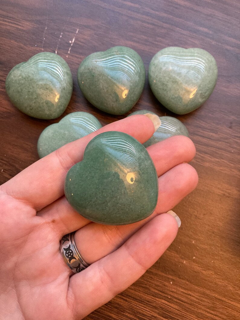 Puffy Aventurine Heart * Aventurine Heart * Aventurine * Witch Supplies * Crystals * Wiccan Crystals * Pagan Crystals * Puffy Heart