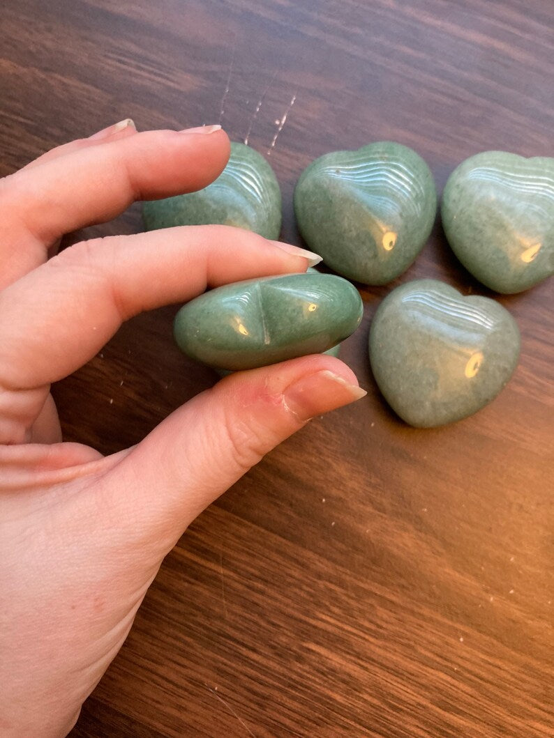 Puffy Aventurine Heart * Aventurine Heart * Aventurine * Witch Supplies * Crystals * Wiccan Crystals * Pagan Crystals * Puffy Heart