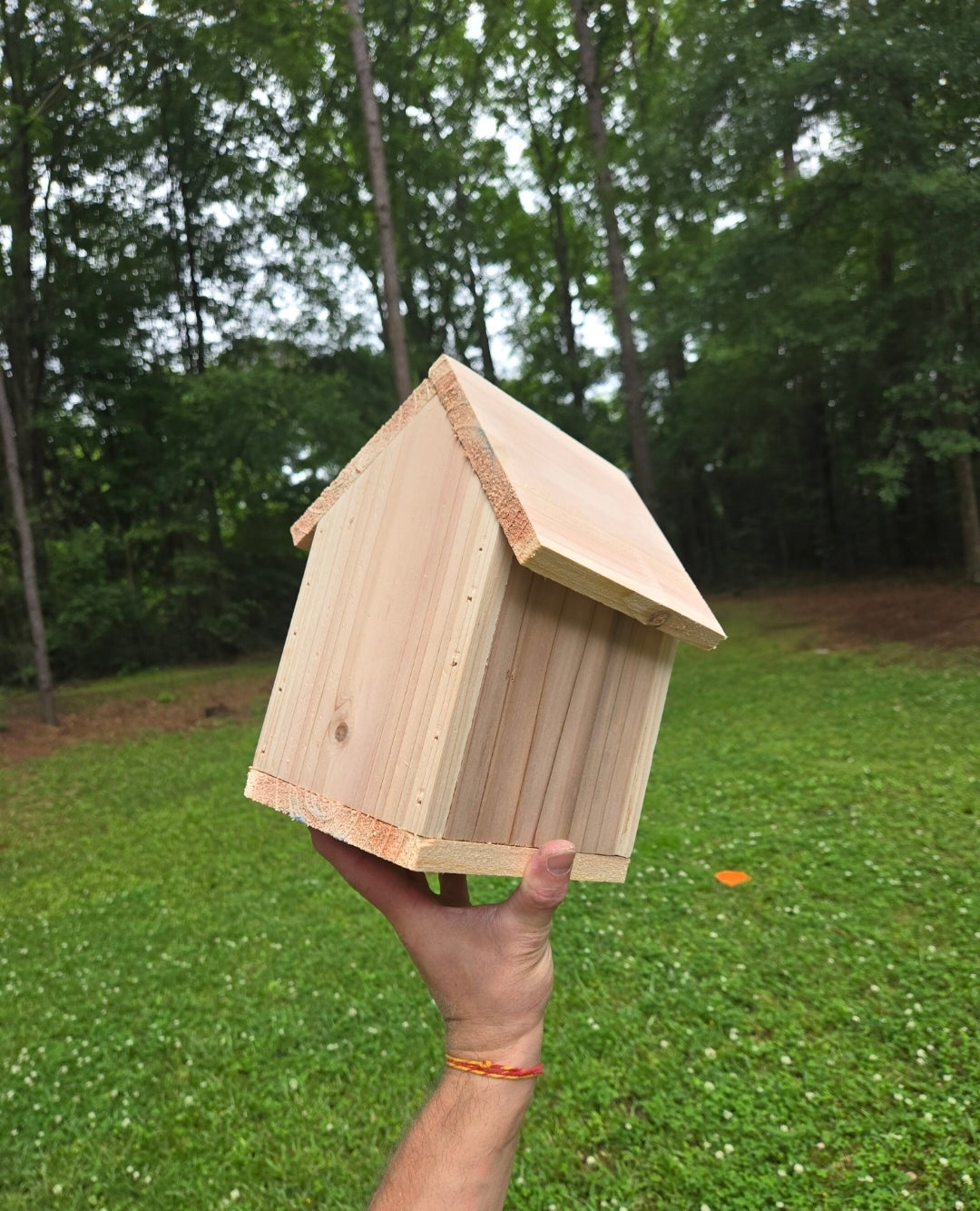 Handcrafted by Stracks cedar bird house with clean out