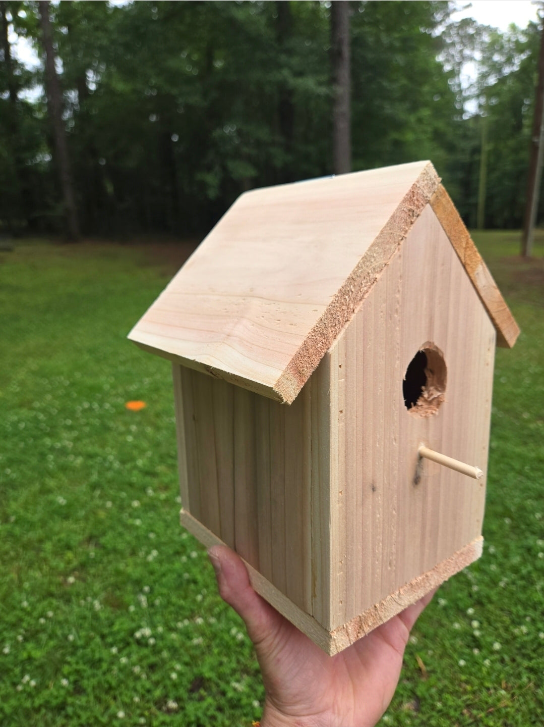 Handcrafted by Stracks cedar bird house with clean out