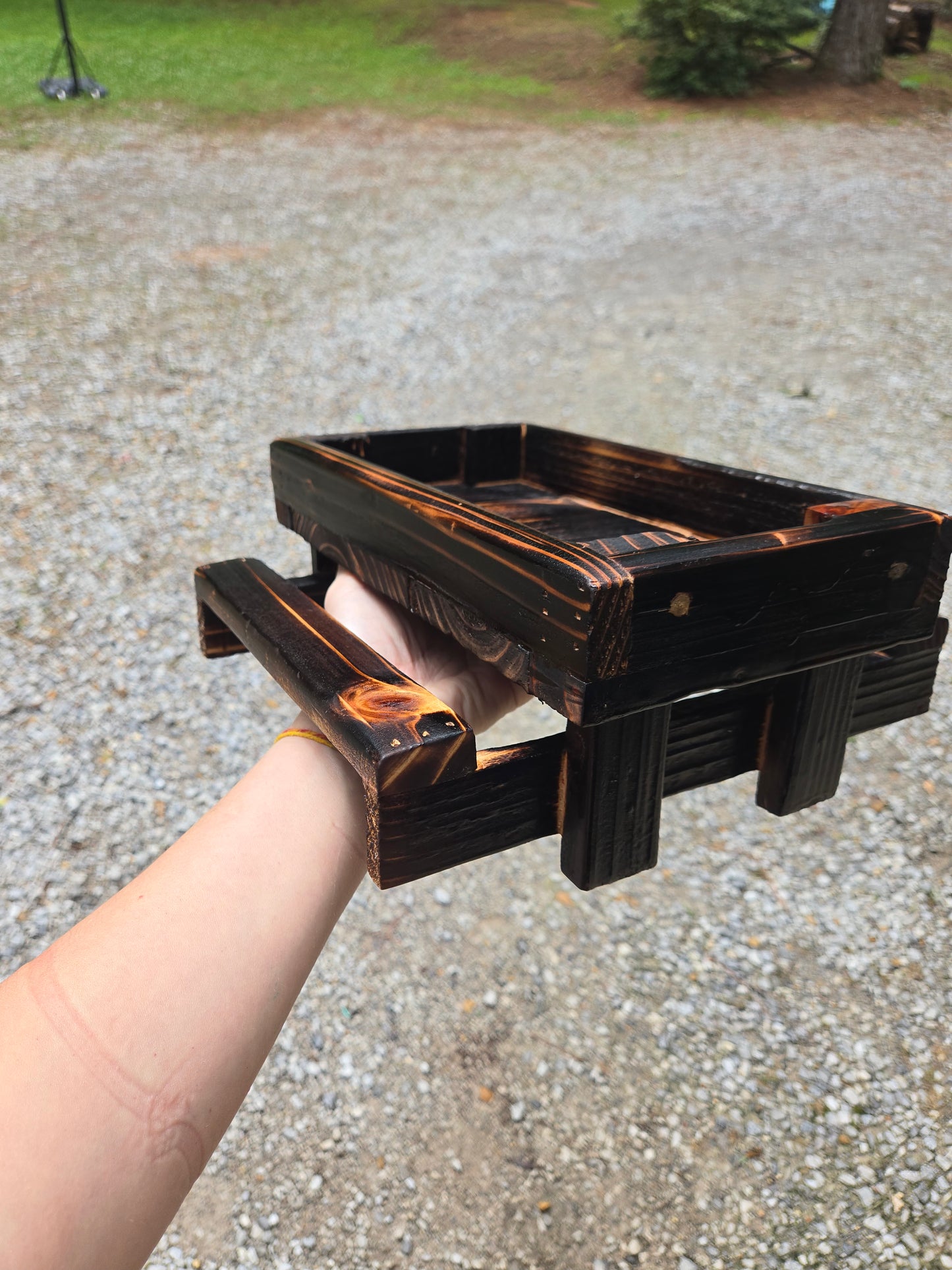 Handcrafted wooden durable squirrel feeder picnic table