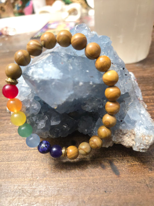Chakra & Wood Healing Bracelet – Balance | Grounding | Energy Alignment