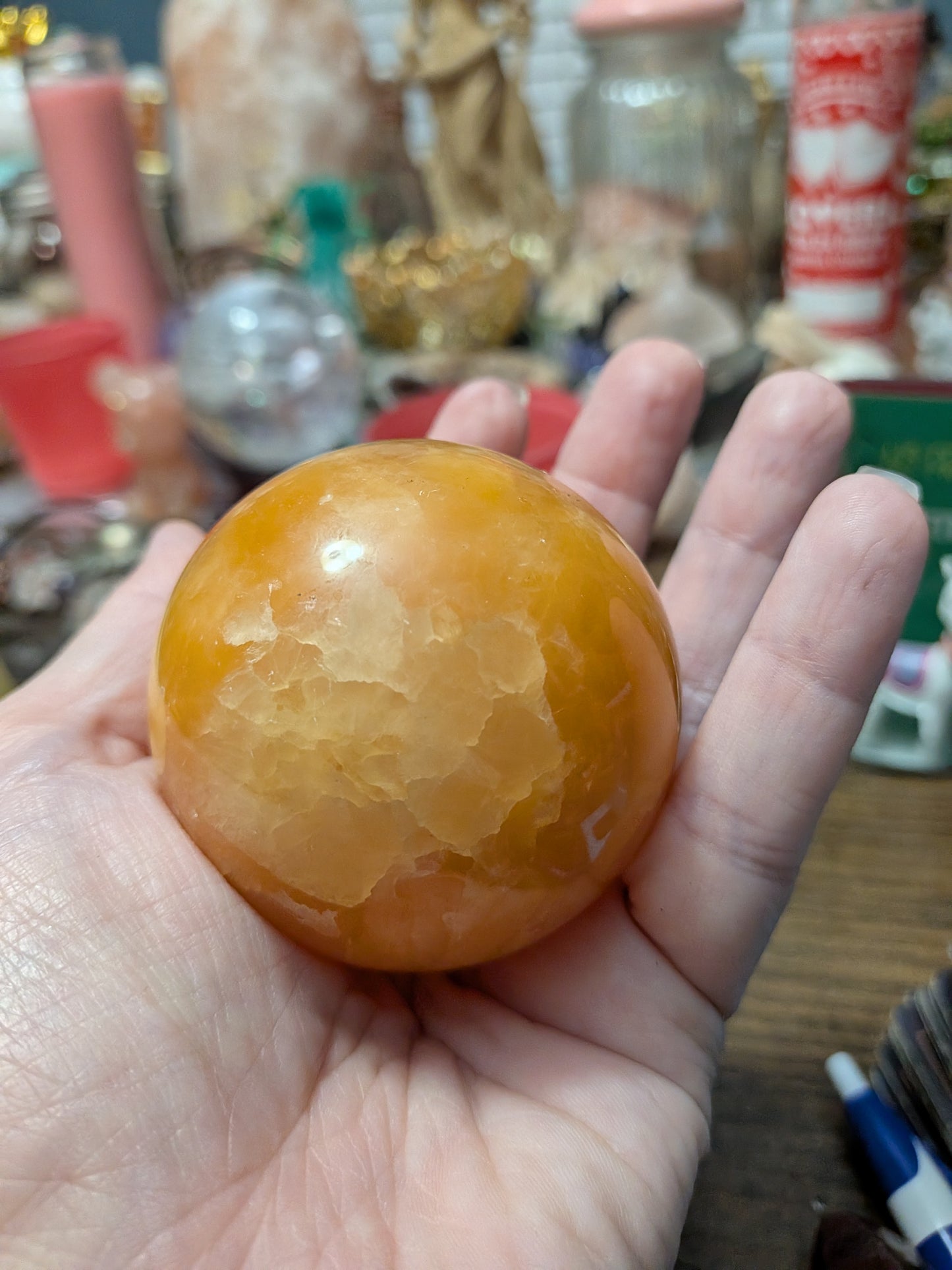 11 oz Orange Calcite Sphere