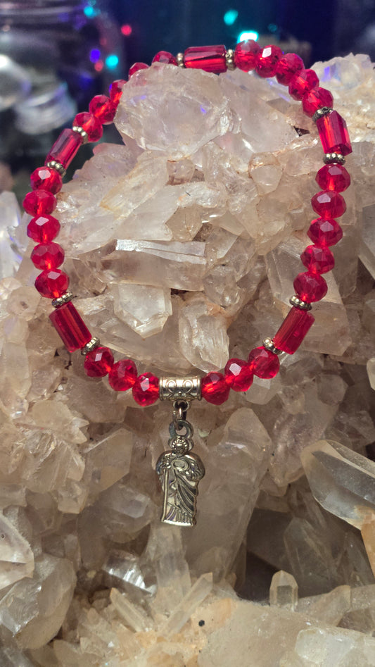 Red St. Jude Beaded Bracelet – Faith, Protection & Hope