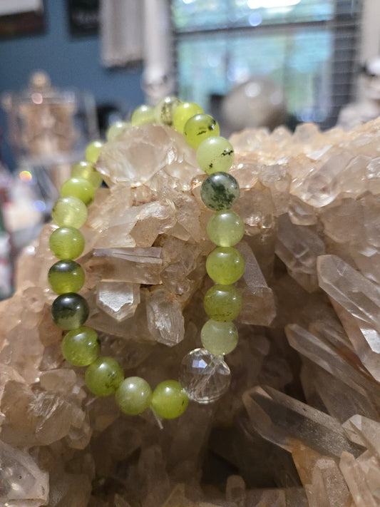 Prehnite Crystal Bracelet | Healing| Calming | Protection |Heart Chakra