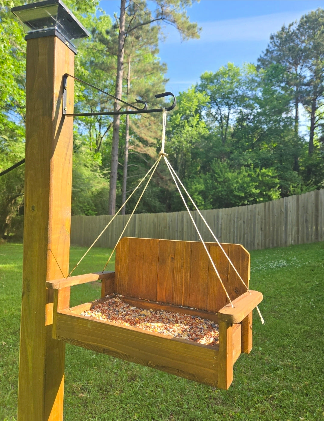 Squirel feeder| Bird feeder| double planter swing | handcrafted cedar wooden hanging plant box