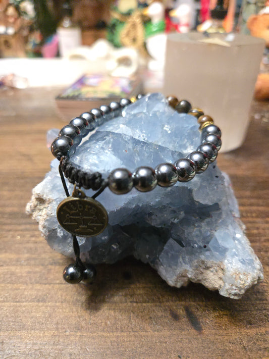 Libra Zodiac Bracelet – Hematite & Tiger’s Eye Protection + Balance