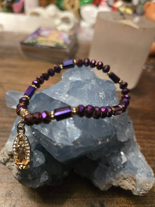 Mother Mary Bracelet|Our Lady of Guadalupe Bracelet| Purple