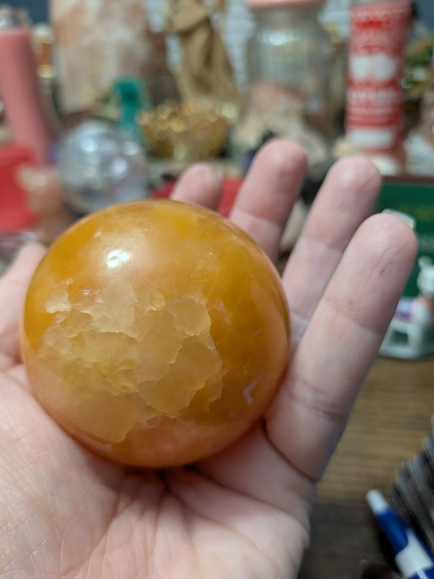 11 oz Orange Calcite Sphere