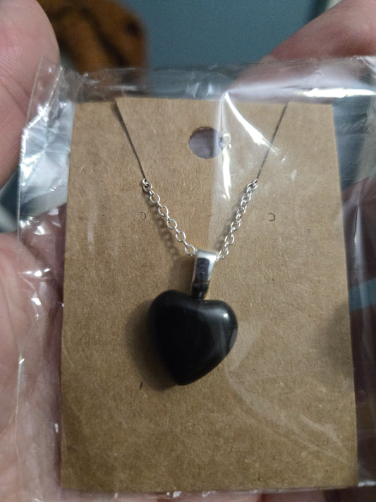Obsidian Heart Necklace| Protection & Healing Energy