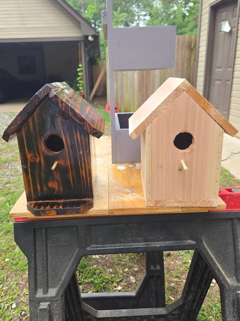 Handcrafted by Stracks cedar bird house with clean out