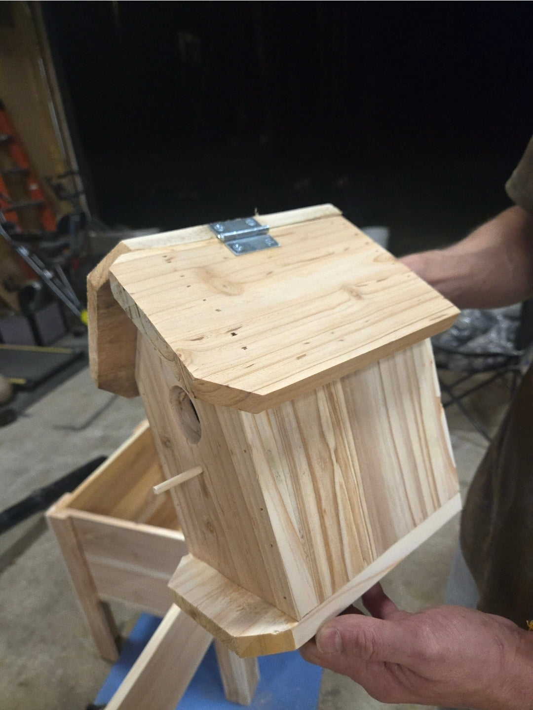 Handcrafted by Stracks cedar bird house with clean out