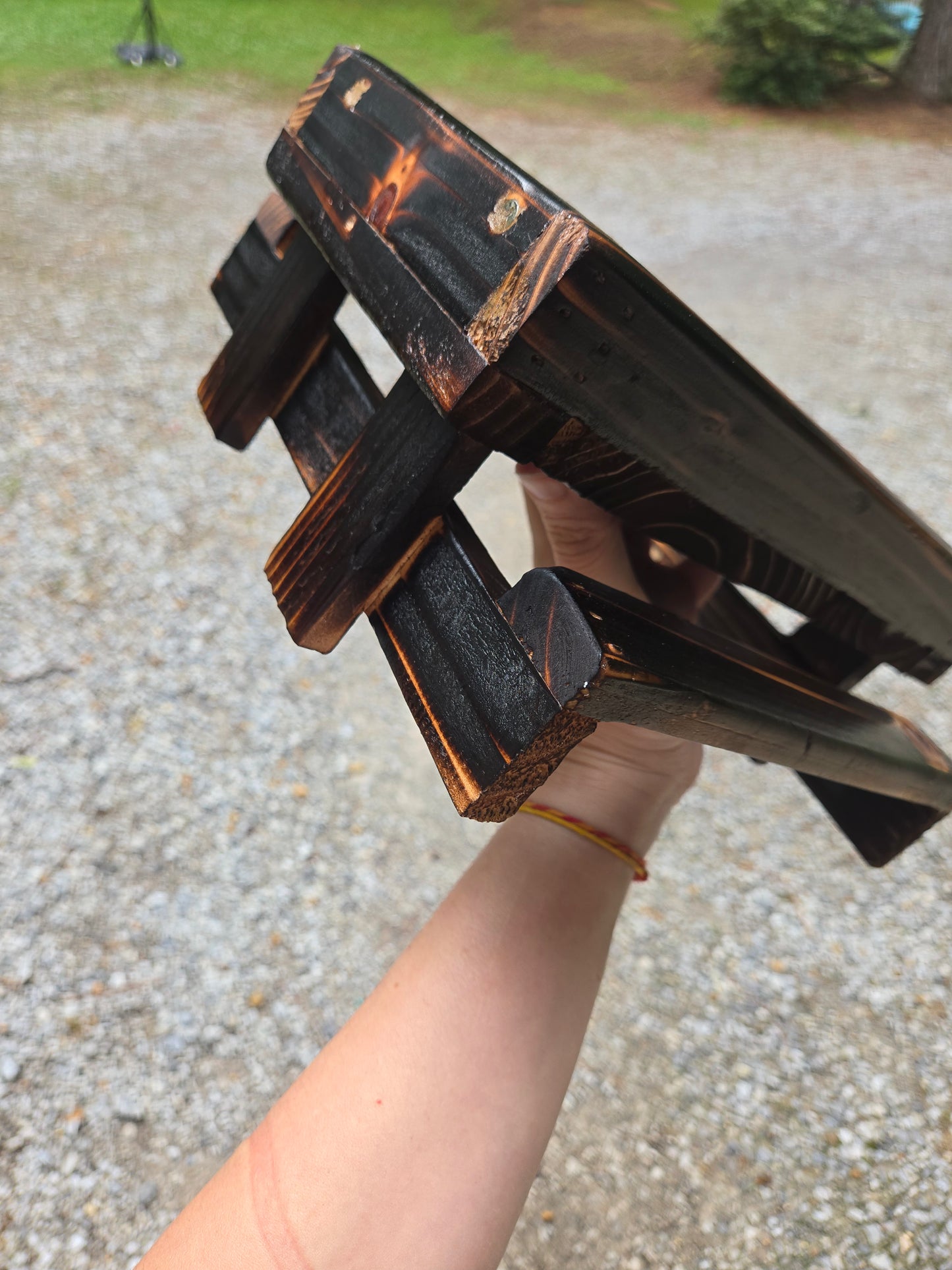 Handcrafted wooden durable squirrel feeder picnic table