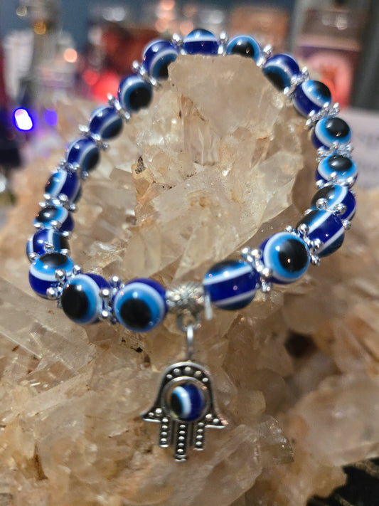 Blue Evil Eye & Hamsa Bracelet – Protection & Positive Energy