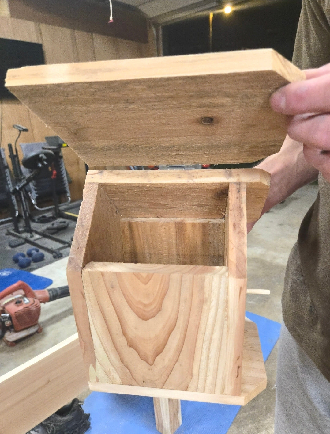 Handcrafted by Stracks cedar bird house with clean out