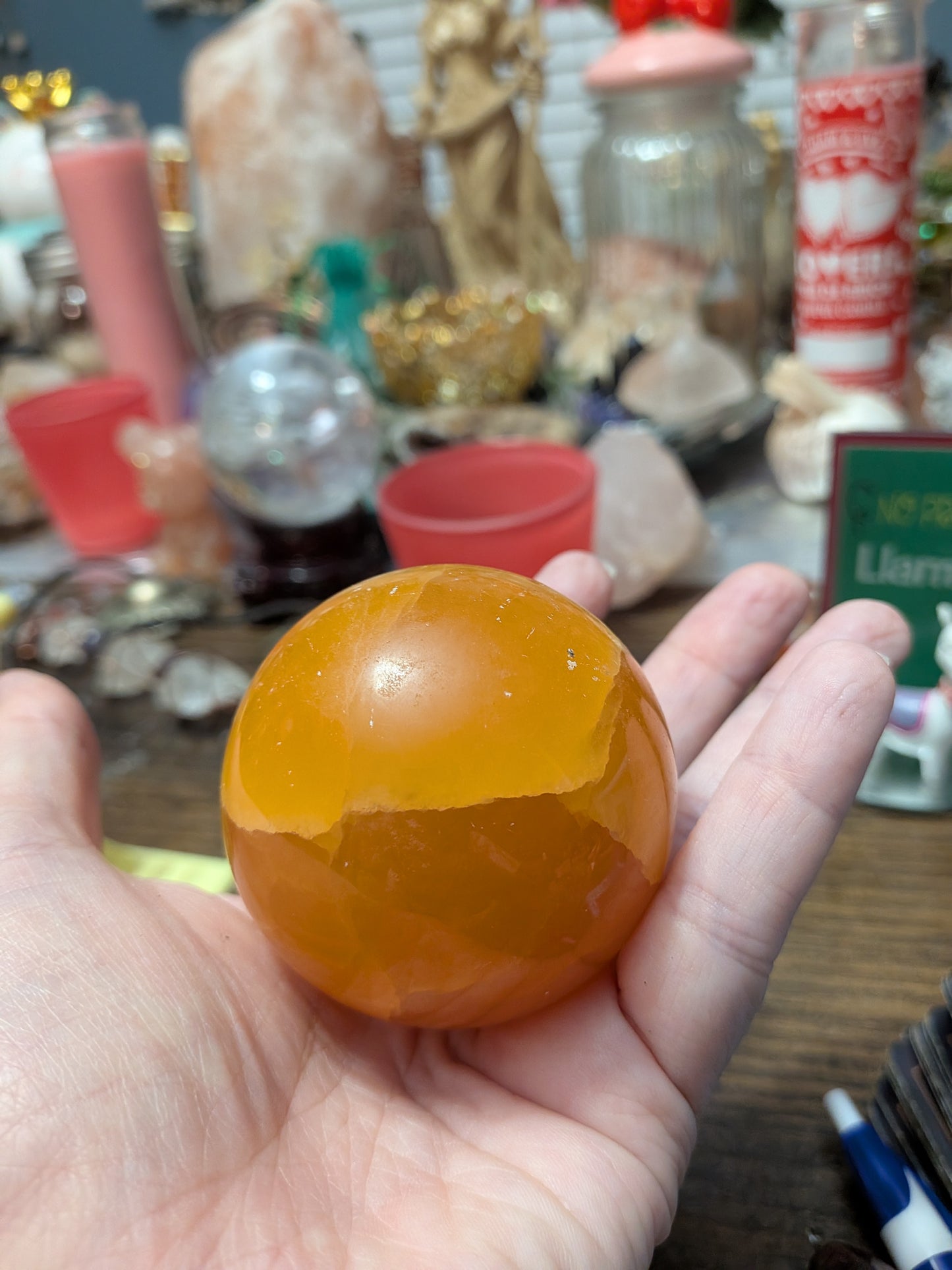 11 oz Orange Calcite Sphere