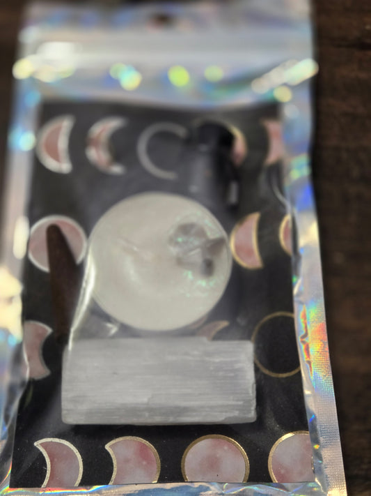 Crystal Purification Kit – Sage Incense • Palo Santo Oil • Selenite • Protection Intention Candle