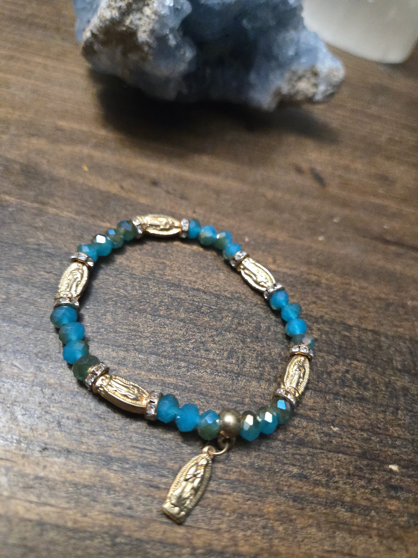 Our Lady of Guadalupe Bracelet| blue teal| Bluish Teal Mother Mary Protection Bracelet – Sacred Healing, Peace & Divine Guidance