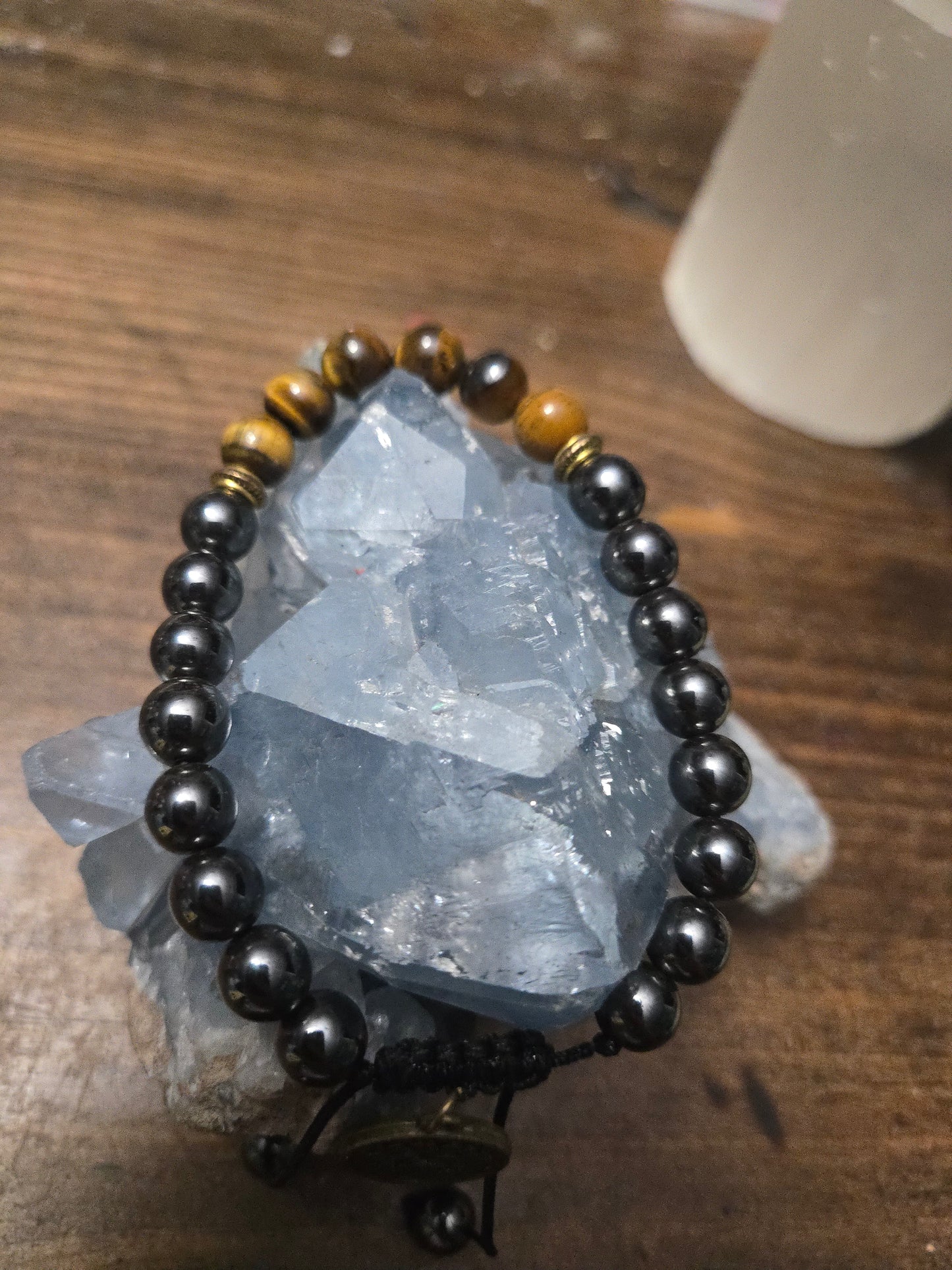 Cancer Zodiac Charm Bracelet – Hematite & Tiger’s Eye for Emotional Strength, Protection & Intuition