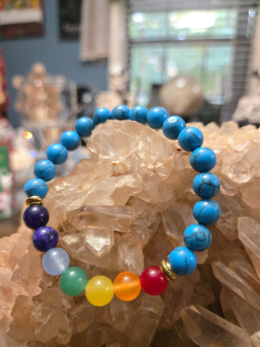 Howlite Chakra Balancing Bracelet| Crystal Dyed Bracelet | Calm| Grounding| Spiritual Alignment